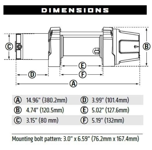 WARN VRX 45 Winch - Dash-mounted Rocker Switch - Wire Rope 101045