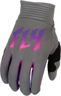 Youth F 16 Gloves Grey/Pink/Purple Yl - Cycle City Outdoors