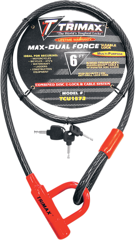 TRIMAX U-Lock and Cable Locks - 72" TCU1572 - Cycle City Outdoors