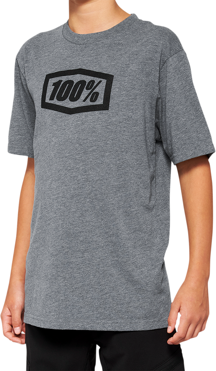 100% Youth Icon T-Shirt - Heather Gray - XL 20001-00011 - Cycle City Outdoors