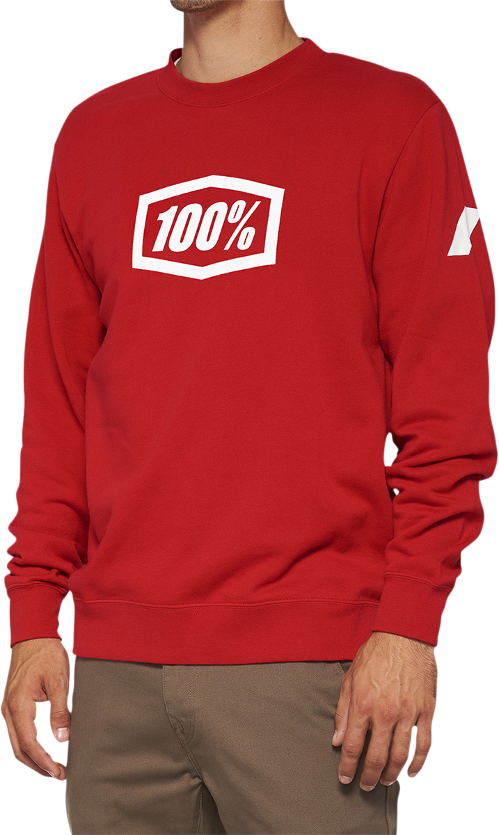 100% Icon Long-Sleeve Fleece Sweatshirt - Red - Small 20026-00010