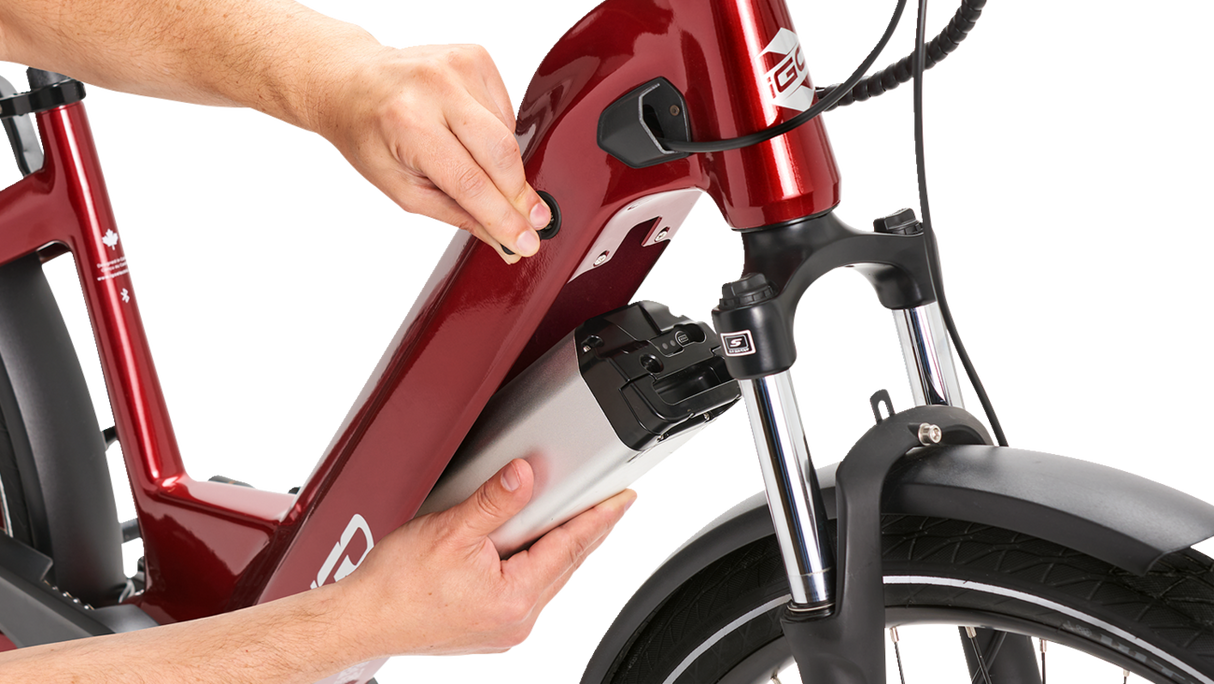 IGO ELECTRIC BIKES Discovery Rosemont LS E-Bike - Burgundy - Step Through 100-212-000 - Cycle City Outdoors