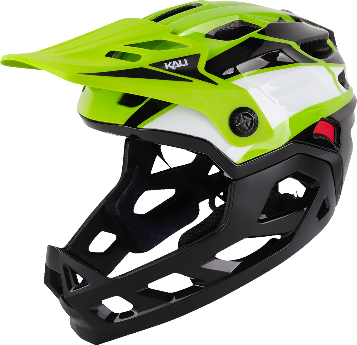 KALI Child Maya Full Face Helmet - Race - Gloss Lime/White/Black - OS 0221923322 - Cycle City Outdoors