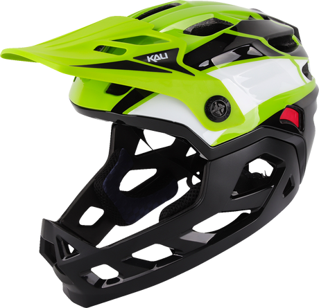 KALI Child Maya Full Face Helmet - Race - Gloss Lime/White/Black - OS 0221923322 - Cycle City Outdoors