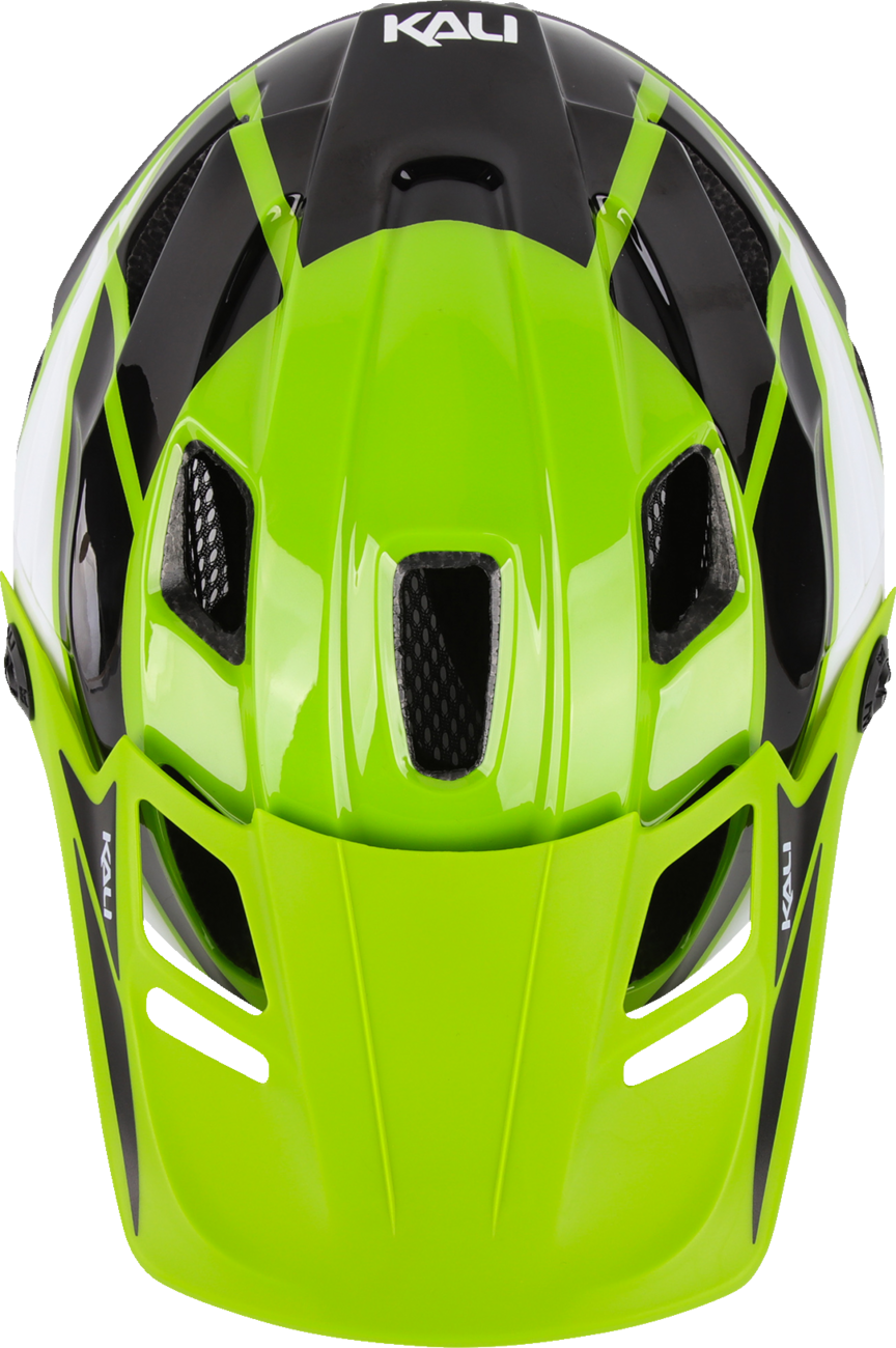 KALI Child Maya Full Face Helmet - Race - Gloss Lime/White/Black - OS 0221923322 - Cycle City Outdoors