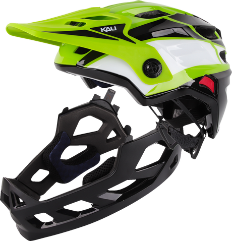 KALI Child Maya Full Face Helmet - Race - Gloss Lime/White/Black - OS 0221923322 - Cycle City Outdoors