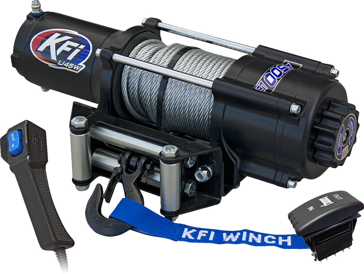 KFI PRODUCTS U45W-R2 UTV Winch - 4500 lb - Steel Cable - Wide U45W-R2