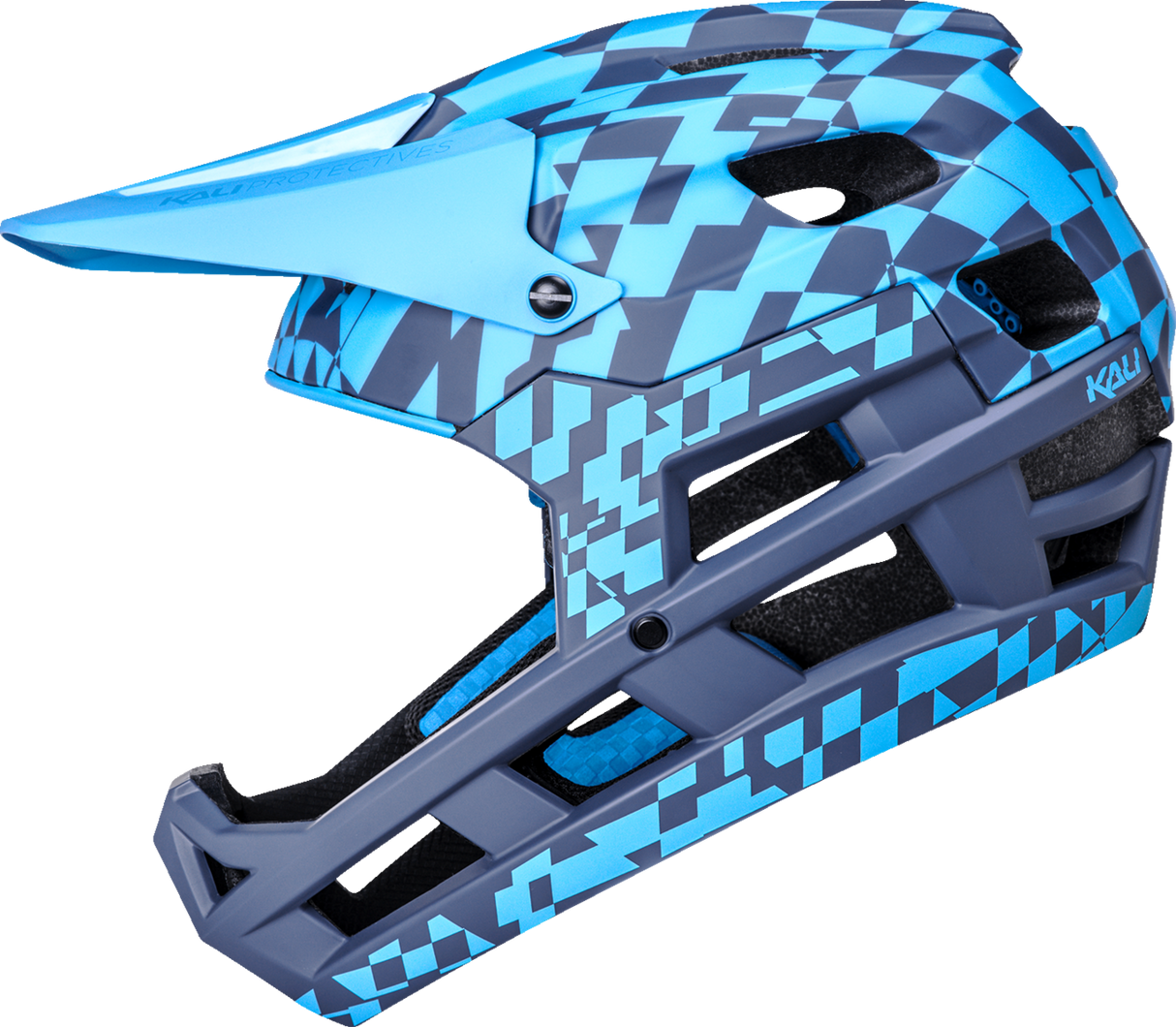 KALI DH Invader Helmet - LTD Glitch - Matte Navy/Cyan - L-2XL 0211323227