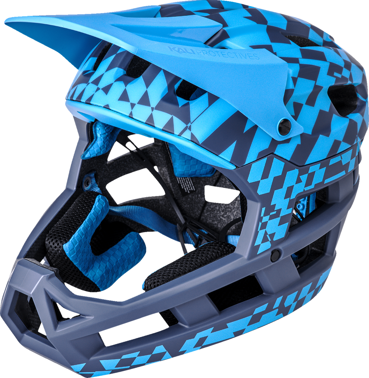 KALI DH Invader Helmet - LTD Glitch - Matte Navy/Cyan - L-2XL 0211323227