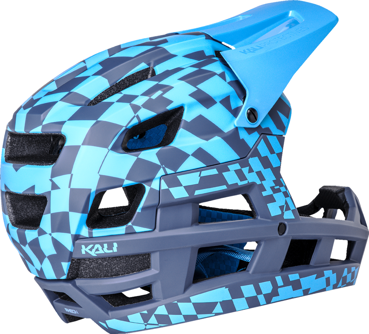 KALI DH Invader Helmet - LTD Glitch - Matte Navy/Cyan - L-2XL 0211323227