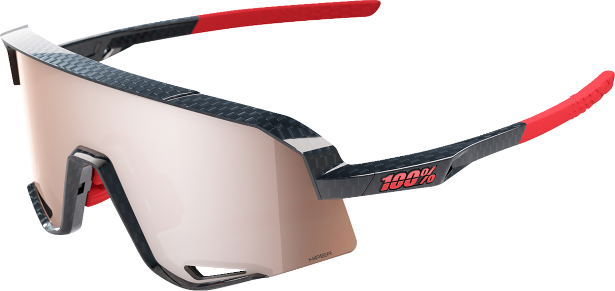 100% Slendale Sunglasses - Gloss Carbon Fiber - HiPER Crimson Silver 60057-00001