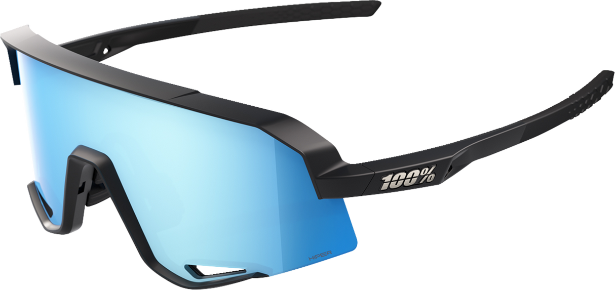 100% Slendale Sunglasses - Matte Black - HiPER Blue 60057-00003