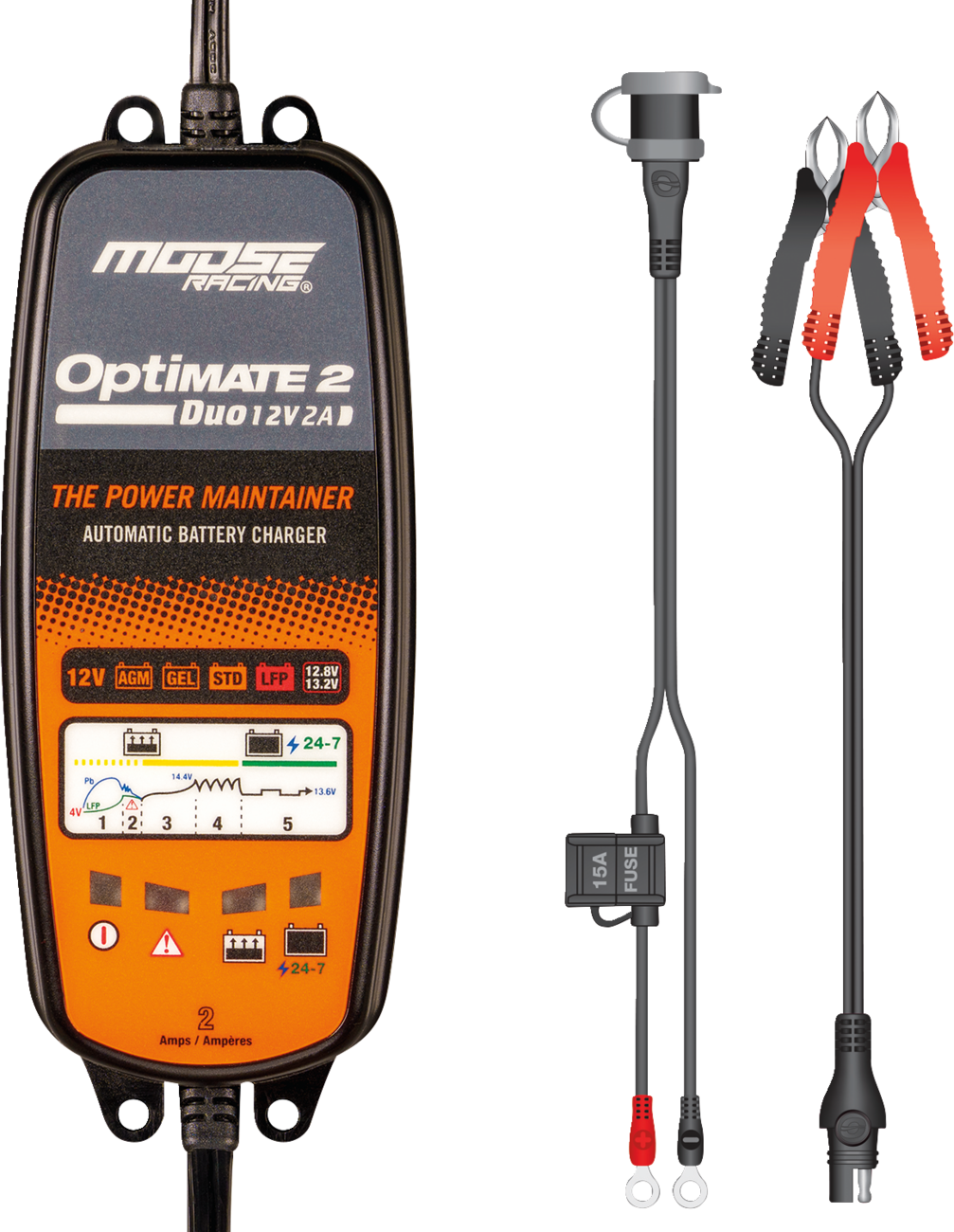 MOOSE RACING Battery Charger/Maintainer - Optimate 2 Duo TM-555 - Cycle City Outdoors