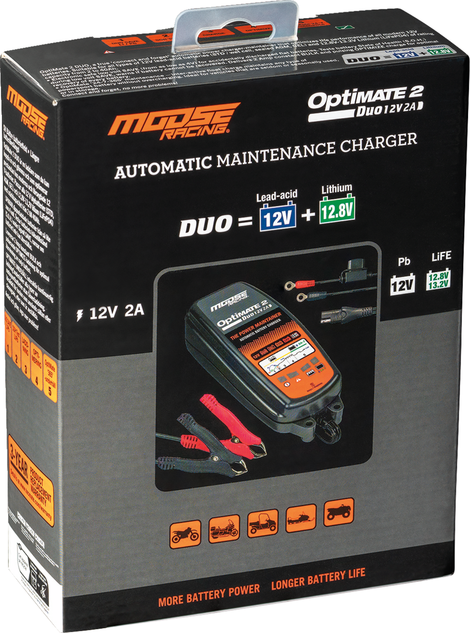 MOOSE RACING Battery Charger/Maintainer - Optimate 2 Duo TM-555 - Cycle City Outdoors