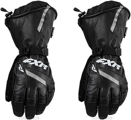 FXR Mens Racing Snowmobile Insulated Waterproof Leather Gauntlet Glove - Black - Small - Cycle City Outdoors