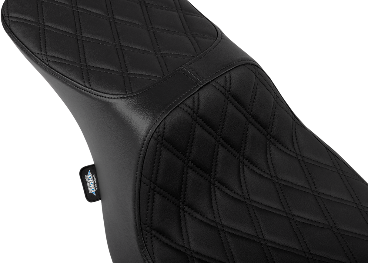 DRAG SPECIALTIES Predator 2-Up Seat - Vinyl - Double Diamond Black Stitch - FLTR/FLHX '23-'24 - Part 4692B