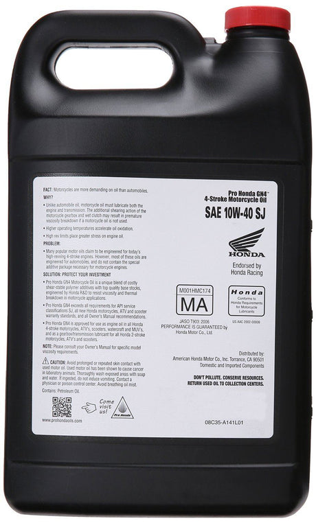 HONDA 08C35-A141L01 Honda Pro GN4 Motor Oil, 10W40, 1 gal - Cycle City Outdoors