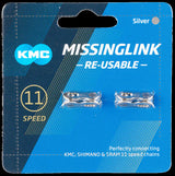 KMC - MissingLink-11 Connector - 11-Speed Reusable Silver 2 Pairs/Card - Cycle City Outdoors