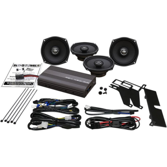 Hogtunes - 300 Watt 5 1/4in. AMP/Front and Rear Speaker Kit - Cycle City Outdoors