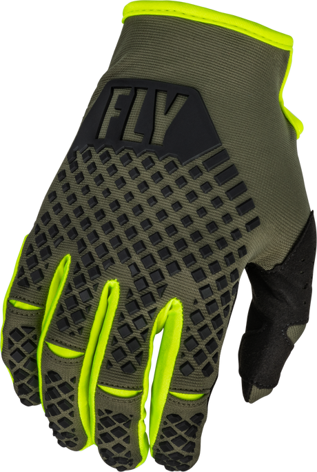 Youth Kinetic Gloves Olive Green/Hi Vis Ys - Cycle City Outdoors